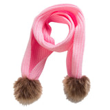 Maxbell KIDS GIRLS WARM SOFT KNIT WINTER SCARF WRAP NECK WARMER FAUX FUR POMPOM  Pink