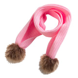 Maxbell KIDS GIRLS WARM SOFT KNIT WINTER SCARF WRAP NECK WARMER FAUX FUR POMPOM  Pink