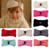 Maxbell Baby Girls Toddler Crochet Knit Button Headband Hair Band Accessories Blue