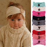 Maxbell Baby Girls Toddler Crochet Knit Button Headband Hair Band Accessories Blue