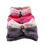 Maxbell Baby Girls Toddler Crochet Knit Button Headband Hair Band Accessories Blue