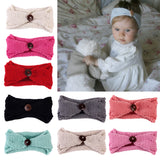 Maxbell Baby Girls Toddler Crochet Knit Button Headband Hair Band Accessories Blue