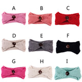 Maxbell Baby Girls Toddler Crochet Knit Button Headband Hair Band Accessories Blue