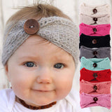 Maxbell Baby Girls Toddler Crochet Knit Button Headband Hair Band Accessories Blue