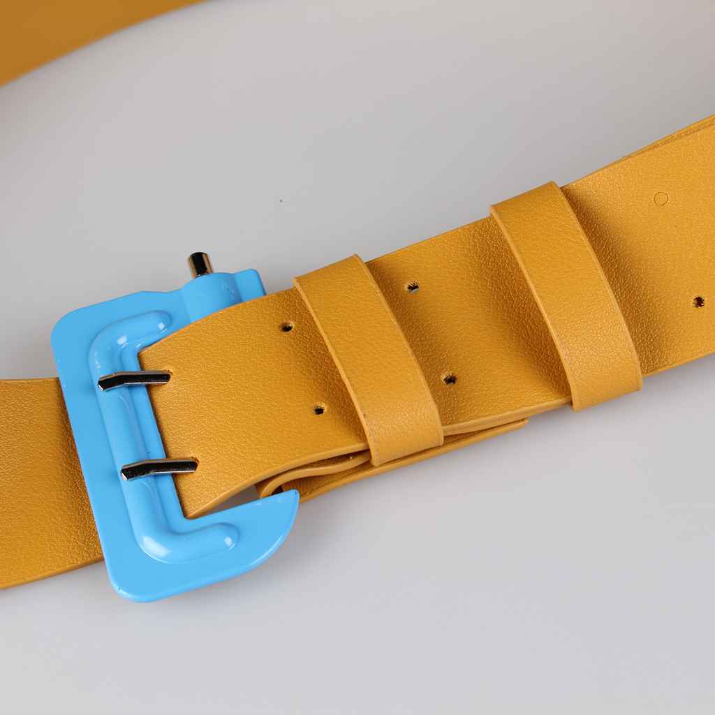 Maxbell Woman Lady Girl Fashion PU Leather Waist Thin Buckle Belt Yellow