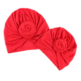 Maxbell Mother and Baby Flower Turban Hat Mom and baby Top Hat set Toddler Red