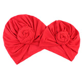 Maxbell Mother and Baby Flower Turban Hat Mom and baby Top Hat set Toddler Red