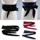 Maxbell Women Soft Bowknot Wide Self Tie Wrap Around Waist Band Cinch Belt Black