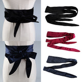 Maxbell Women Soft Bowknot Wide Self Tie Wrap Around Waist Band Cinch Belt Black