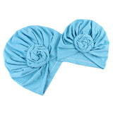 Maxbell Mother and Baby Flower Turban Hat Mom and baby Top Hat set Toddler Blue