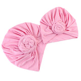 Maxbell Mother and Baby Flower Turban Hat Mom and baby Top Hat set Toddler Pink