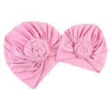 Maxbell Mother and Baby Flower Turban Hat Mom and baby Top Hat set Toddler Pink