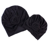 Maxbell Mother and Baby Flower Turban Hat Mom and baby Top Hat set Toddler Black