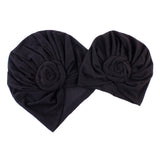 Maxbell Mother and Baby Flower Turban Hat Mom and baby Top Hat set Toddler Black