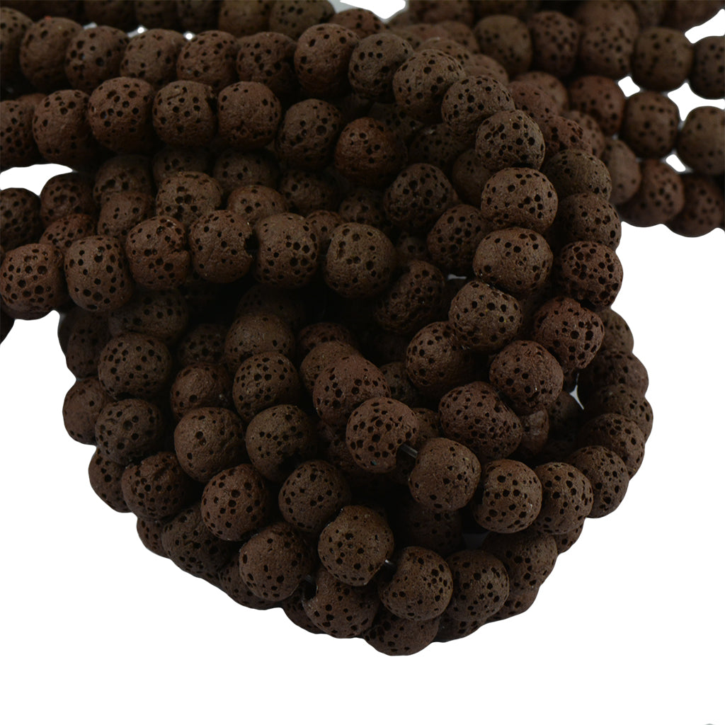 Maxbell 10 mm Volcanic Lava Rock Gemstone Loose Beads Strand 15'' Chocolate Brown