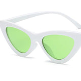 Maxbell Fashion Women Classic Cat Eyes Sunglasses Outdoor White fram  Green lens