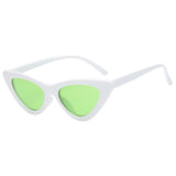 Maxbell Fashion Women Classic Cat Eyes Sunglasses Outdoor White fram  Green lens