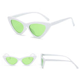 Maxbell Fashion Women Classic Cat Eyes Sunglasses Outdoor White fram  Green lens