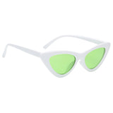 Maxbell Fashion Women Classic Cat Eyes Sunglasses Outdoor White fram  Green lens