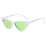 Maxbell Fashion Women Classic Cat Eyes Sunglasses Outdoor White fram  Green lens