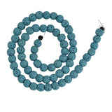 Maxbell 6mm Rock Volcanic Gemstone Loose Bead 15'' Round Jewelry DIY Light Blue