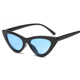 Maxbell Fashion Women Classic Cat Eyes Sunglasses Outdoor Black fram Blue lens