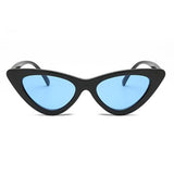 Maxbell Fashion Women Classic Cat Eyes Sunglasses Outdoor Black fram Blue lens