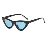 Maxbell Fashion Women Classic Cat Eyes Sunglasses Outdoor Black fram Blue lens