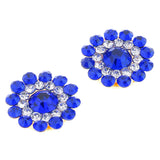 Maxbell Round Pearl Rhinestone Shank Button Sewing Craft Accessories Deep Blue