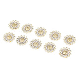 Maxbell Round Pearl Rhinestone Shank Button Sewing Craft Accessories Light Gold