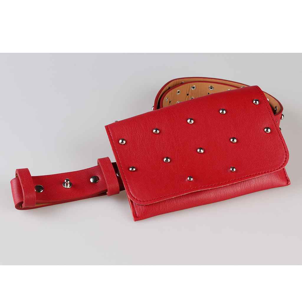 Maxbell Elegant PU Fanny Pack Cute Waist Pouch Travel Cell Phone Bag Style 2-Red