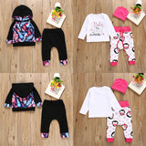 Maxbell Toddler Baby Boys Girl Clothes Tops Hoodie +Long Pants Outfits Set 0-6 Months  Black