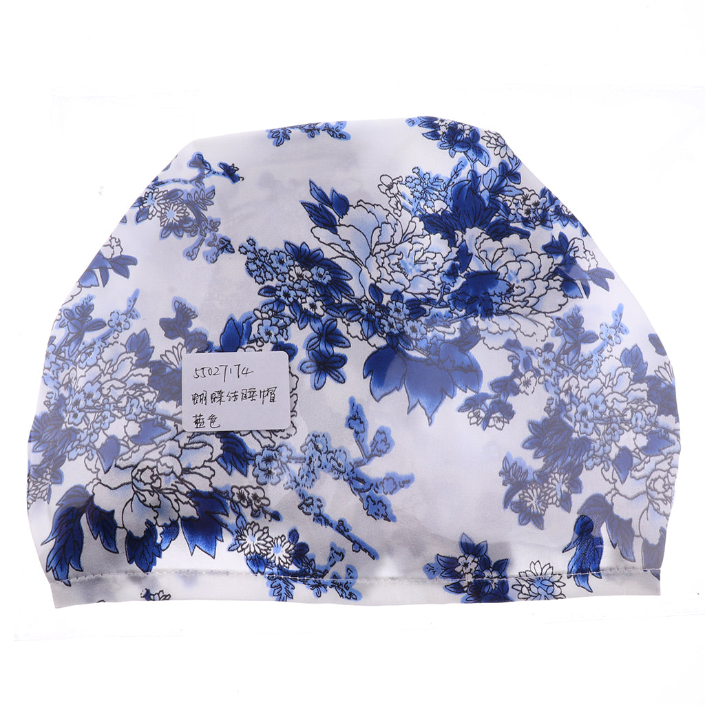 Maxbell Women Bow Headscarf Sleeping Bonnet Hair Wrap Silk Cap Headwear Blue