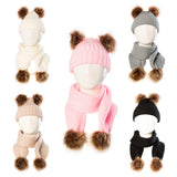 Maxbell Baby Winter Warm Pom Bobble Ski Hat Knit Crochet Beanie Cap Scarf Set Pink