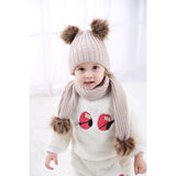 Maxbell Baby Winter Warm Pom Bobble Ski Hat Knit Crochet Beanie Cap Scarf Set White