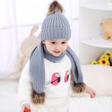 Maxbell Toddler Kids Baby Winter Warm Pom Bobble Hat Knit Beanie Cap Scarf Set Black