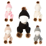 Maxbell Toddler Kids Baby Winter Warm Pom Bobble Hat Knit Beanie Cap Scarf Set Black