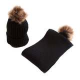 Maxbell Toddler Kids Baby Winter Warm Pom Bobble Hat Knit Beanie Cap Scarf Set Black