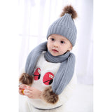 Maxbell Toddler Kids Baby Winter Warm Pom Bobble Hat Knit Beanie Cap Scarf Set Black