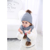 Maxbell Toddler Kids Baby Winter Warm Pom Bobble Hat Knit Beanie Cap Scarf Set Black