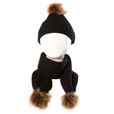 Maxbell Toddler Kids Baby Winter Warm Pom Bobble Hat Knit Beanie Cap Scarf Set Black