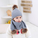 Maxbell Toddler Kids Baby Winter Warm Pom Bobble Hat Knit Beanie Cap Scarf Set Black