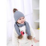 Maxbell Toddler Kids Baby Winter Warm Pom Bobble Hat Knit Beanie Cap Scarf Set Black