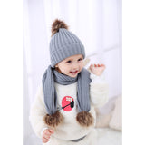 Maxbell Toddler Kids Baby Winter Warm Pom Bobble Hat Knit Beanie Cap Scarf Set Black