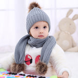 Maxbell Toddler Kids Baby Winter Warm Pom Bobble Hat Knit Beanie Cap Scarf Set Black