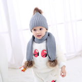 Maxbell Toddler Kids Baby Winter Warm Pom Bobble Hat Knit Beanie Cap Scarf Set Black