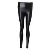 Maxbell Women Skinny Leggings Wet Look Faux Leather Leggings PU Pants Trousers L Black