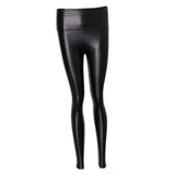 Maxbell Women Skinny Leggings Wet Look Faux Leather Leggings PU Pants Trousers L Black