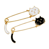 Maxbell Women Gold Alloy Metal Kilt Pin Animal Cat Brooch Large Safety Pin White