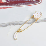 Maxbell Women Gold Alloy Metal Kilt Pin Animal Cat Brooch Large Safety Pin White